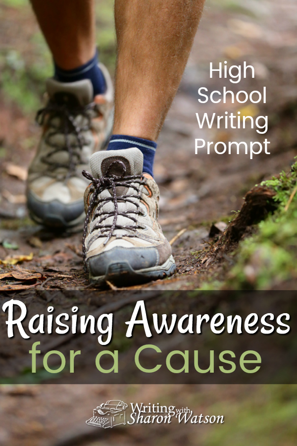High School Writing Prompt - Eric Peters walking across America to raise awareness of PTSD. What issue or cause would you like people to know more about? How would you like to raise awareness of this issue? It does not have to involve walking. #homeschool #homeschoolwriting #writingprompts #highschool