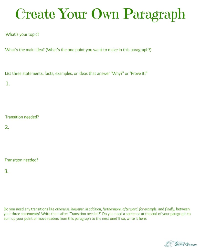 Some students have trouble constructing a paragraph. Worry no more! Use this handy chart to create your topic sentences and paragraphs.