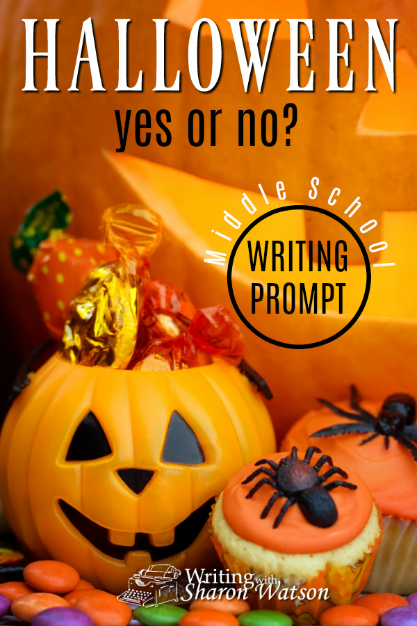 Middle School Writing Prompt - Some families celebrate it as a fun day to dress up and collect candy. Others view it as having satanic roots and do not celebrate it. Which do you think? #homeschooling #middleschool #writingprompts #homeschoolwriting #halloween