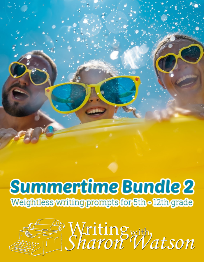 Summertime! The key word here is "enjoy." Enjoy these fun and thought-provoking prompts and writing ideas. And enjoy that your 5th - 12th graders are writing but you are not grading! #homeschool #writingprompts #homeschoolwriting